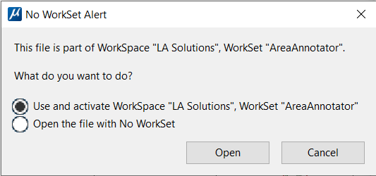 No Workset Alert dialog