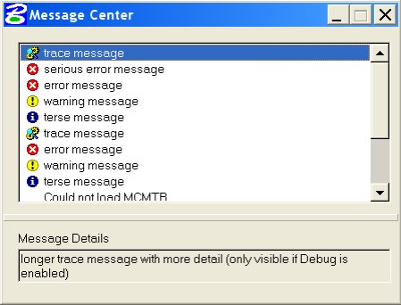 Message Center dialog