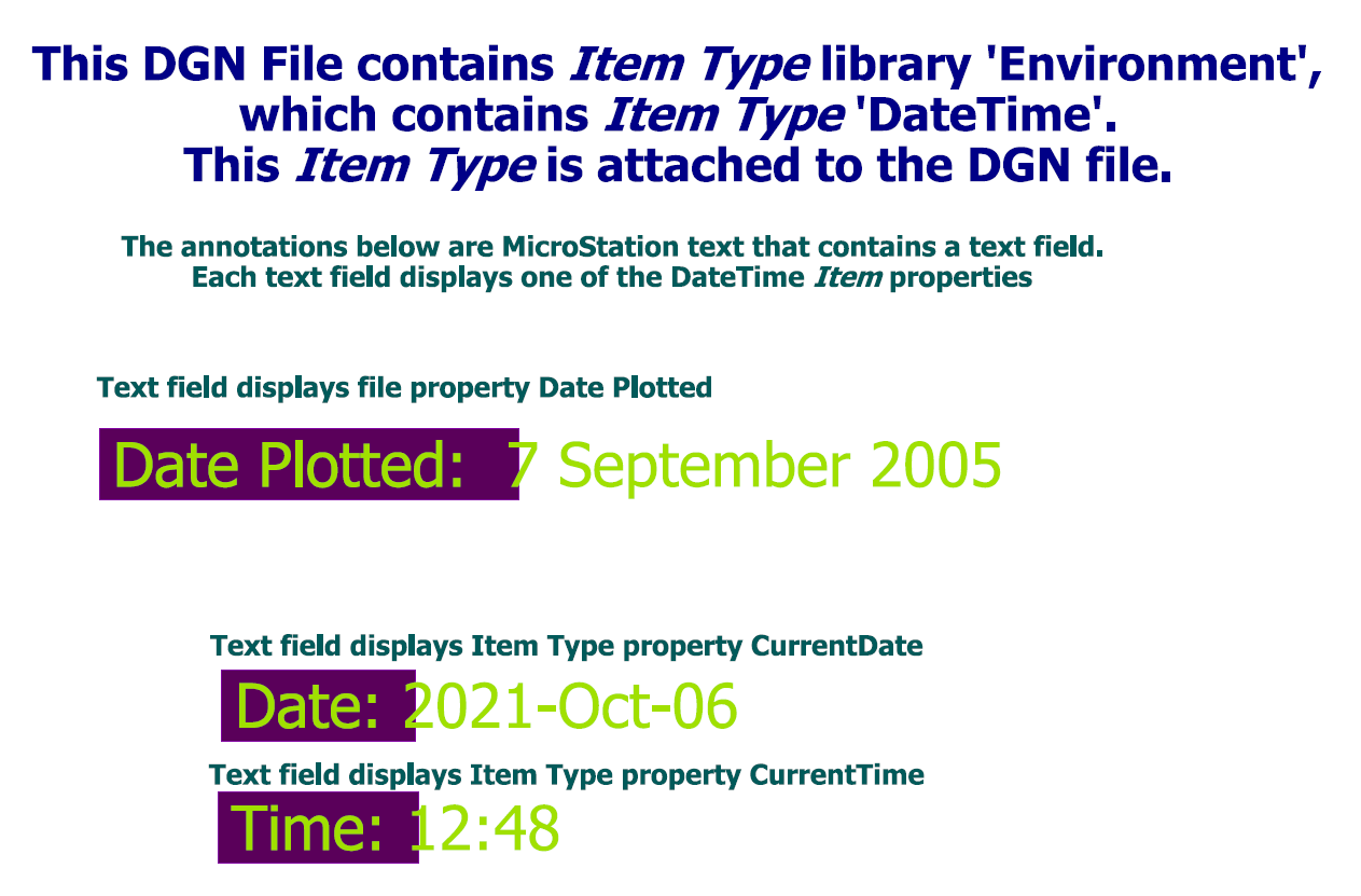 Text fields diplaying time and date