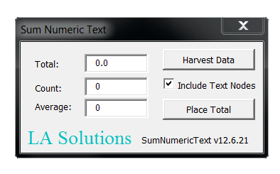 Sum Numeric Text UserForm