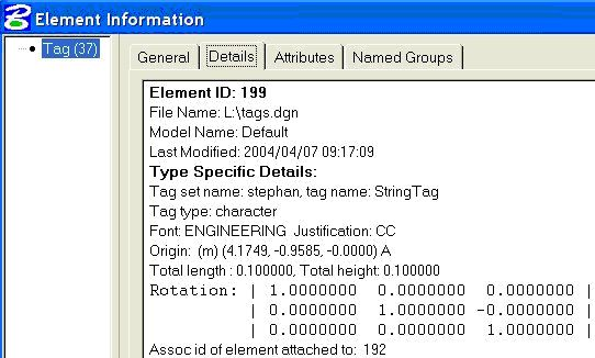 Result of Analyse Element on a Tag