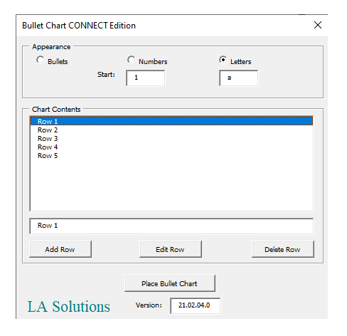 Bullet Chart UserForm