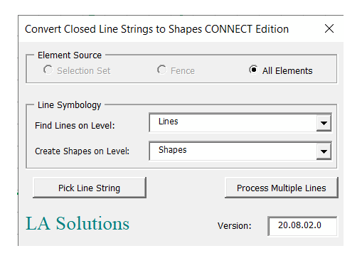 Convert Line Strings to Shapes dialog