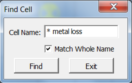 FindCell Dialog