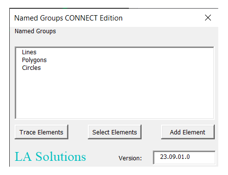 VBA Named Groups dialog