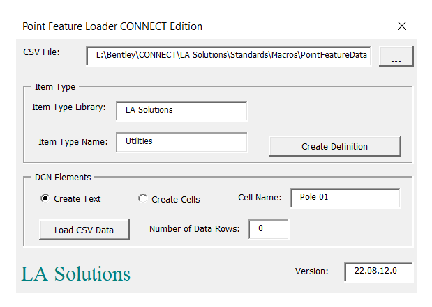 Point Feature Loader dialog