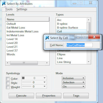 MicroStation's Select by Attributes tool