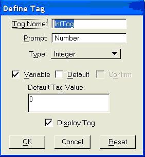 Define Tag Dialog