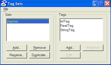 Tag Set Definition Dialog