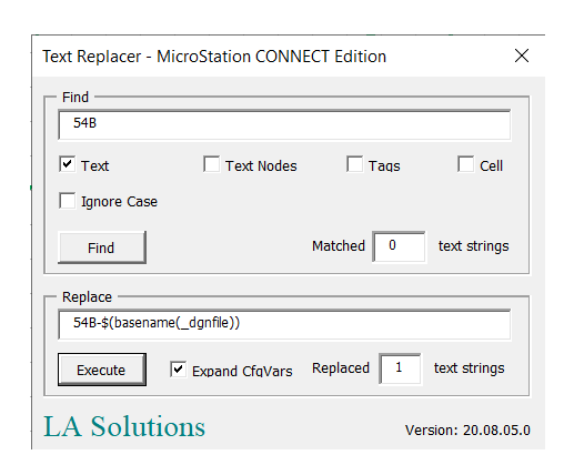 Text Search & Replace Tool for MicroStation