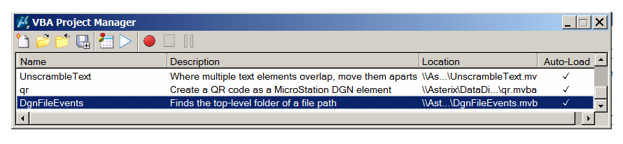 MicroStation VBA Project Manager