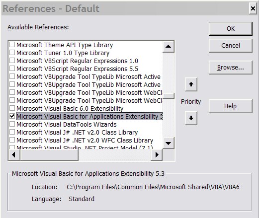References Dialog