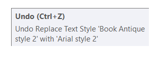 Text Style Replacer: Edit|Undo Text style Replacement