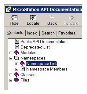 MicroStationAPI documentation namespaces