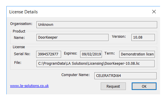 DoorKeeper License Dialog