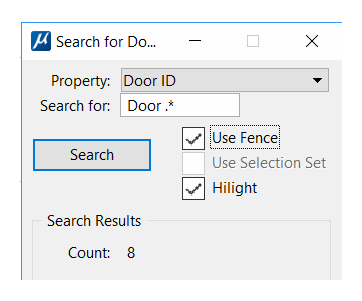 DoorKeeper Search dialog showing fence toggle button