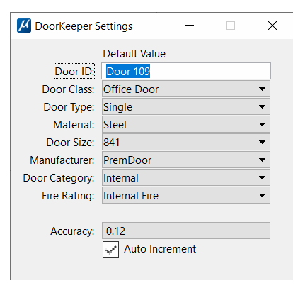 DoorKeeper Tool Settings for Labelling