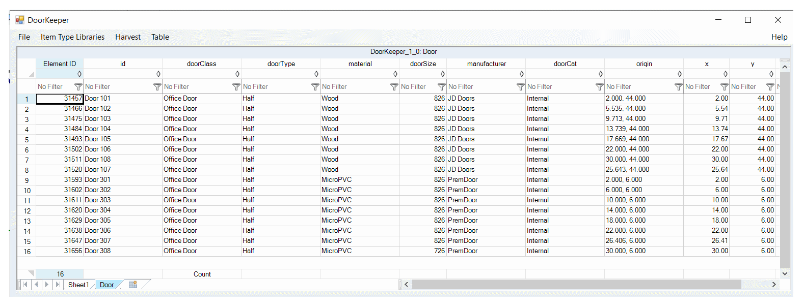 FlexiTable harvests DoorKeeper data
