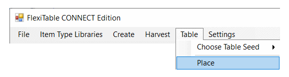 Place Table menu