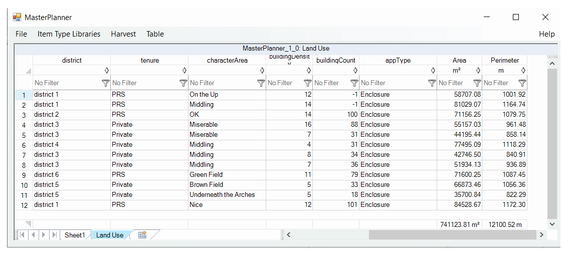 FlexiTable harvests MasterPlanner data