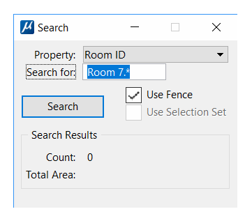 MasterPlanner Search dialog showing fence toggle button