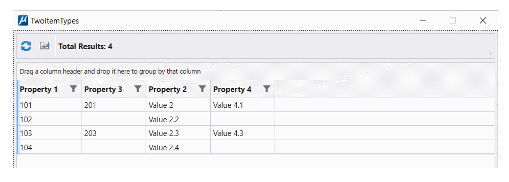 Two Item Type Report Preview