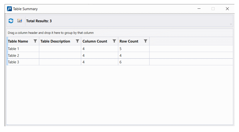 Table Report Preview